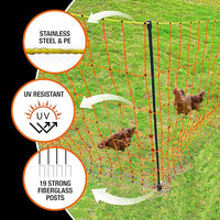 Pet & Livestock HQ Electric Fence Poultry Netting 41" x 164' - Portable Pre-Assembled Electric Net Fencing for Goats, Sheep, Lambs in Farms, Ranches, and Gardens (19 Posts, 2 Spikes)