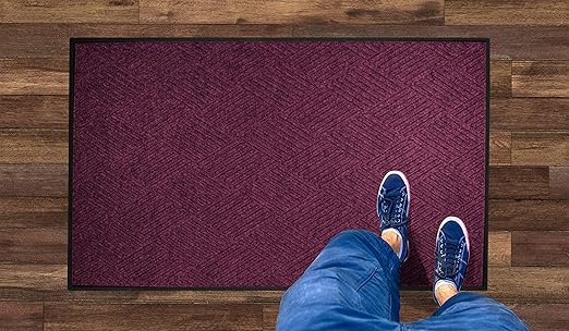 WaterHog Diamond | Commercial-Grade Entrance Mat with Rubber Border – Indoor/Outdoor, Quick Drying, Stain Resistant Door Mat (Bordeaux, 3' x 12')