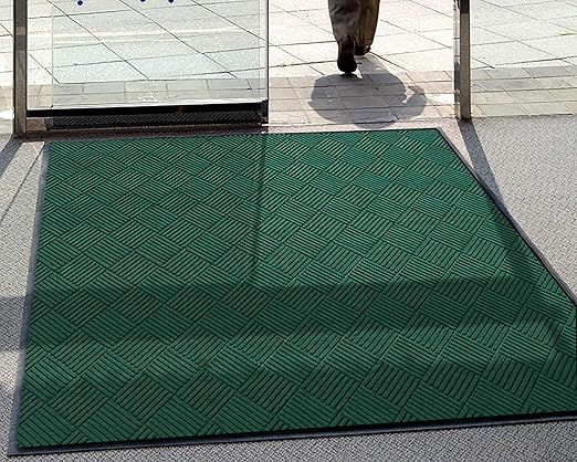 M+A Matting WaterHog Diamond | Commercial-Grade Entrance Mat with Rubber Border – Indoor/Outdoor, Quick Drying, Stain Resistant Door Mat (Evergreen, 4' x 8')