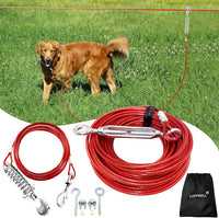 Dog Runner for Yard, Outdoor Dog Run - Red / 100FT+15FT
