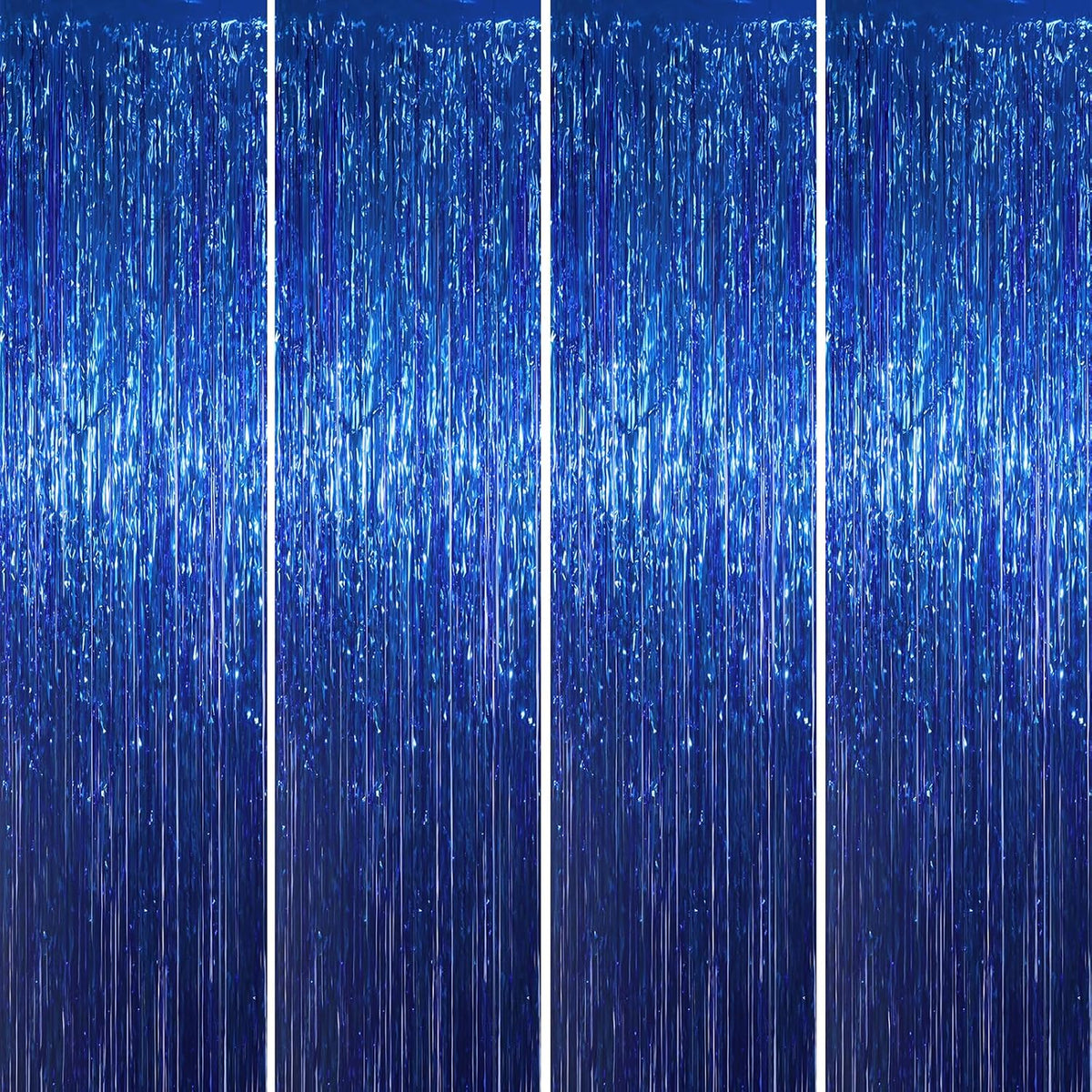 Voircoloria 2 Pack Gold Foil Fringe Backdrop Curtains - Dark Blue / 4