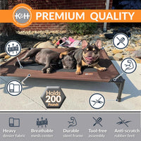 K&H Outdoor Elevated Dog Bed for Small & Medium Pets, Tan - Chocolate/Black Mesh / Medium 32"L x 25"W - image 2