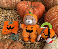 Halloween 9 inch Plush Rattle with Embroidered Jack-O-Lantern for Baby - Orange Bear - image 2