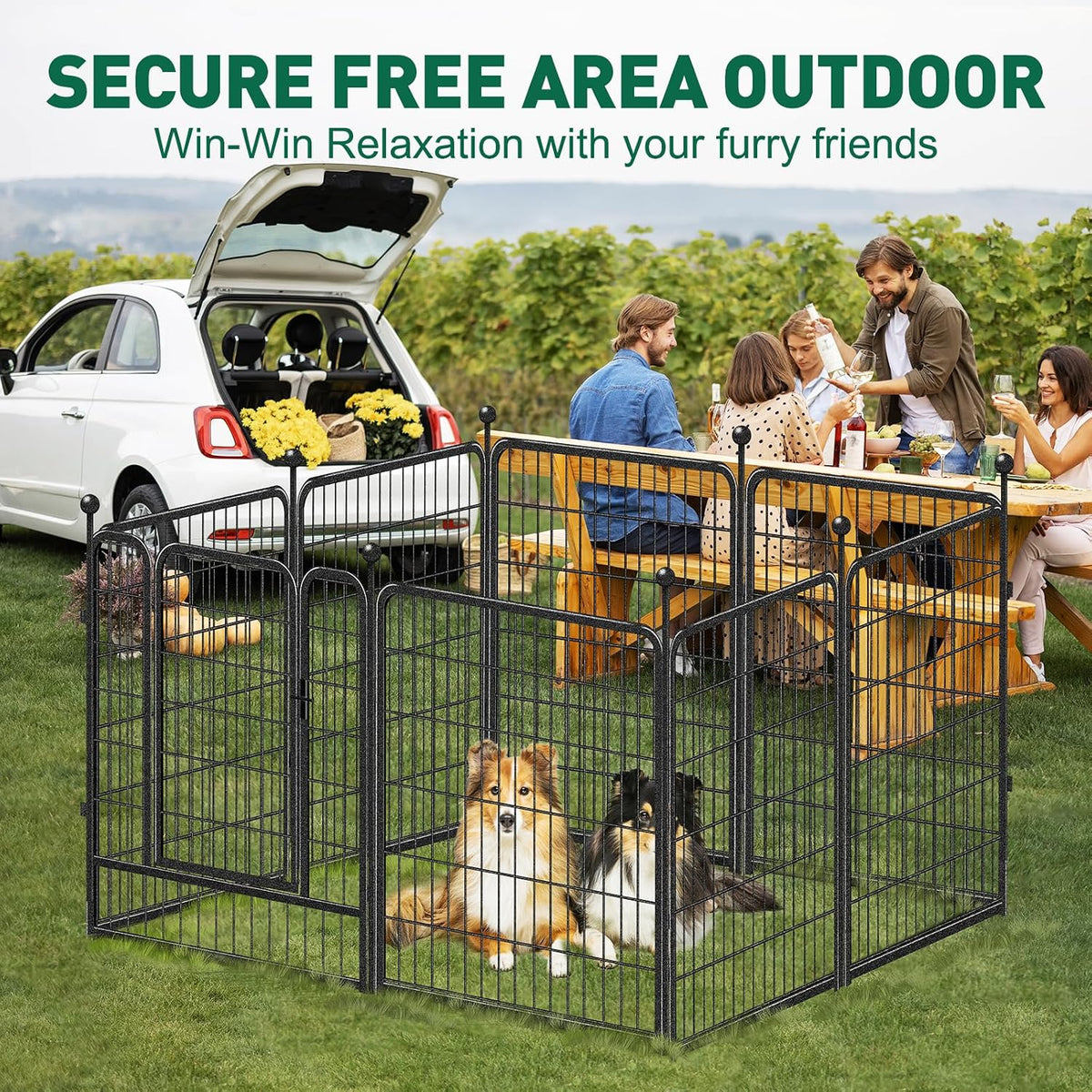 Dog Playpen Outdoor, 16 Panels 40" High Metal Dog Fence with Gate – Essentials for Dogs - 8 Panels 40"H-B - image 2