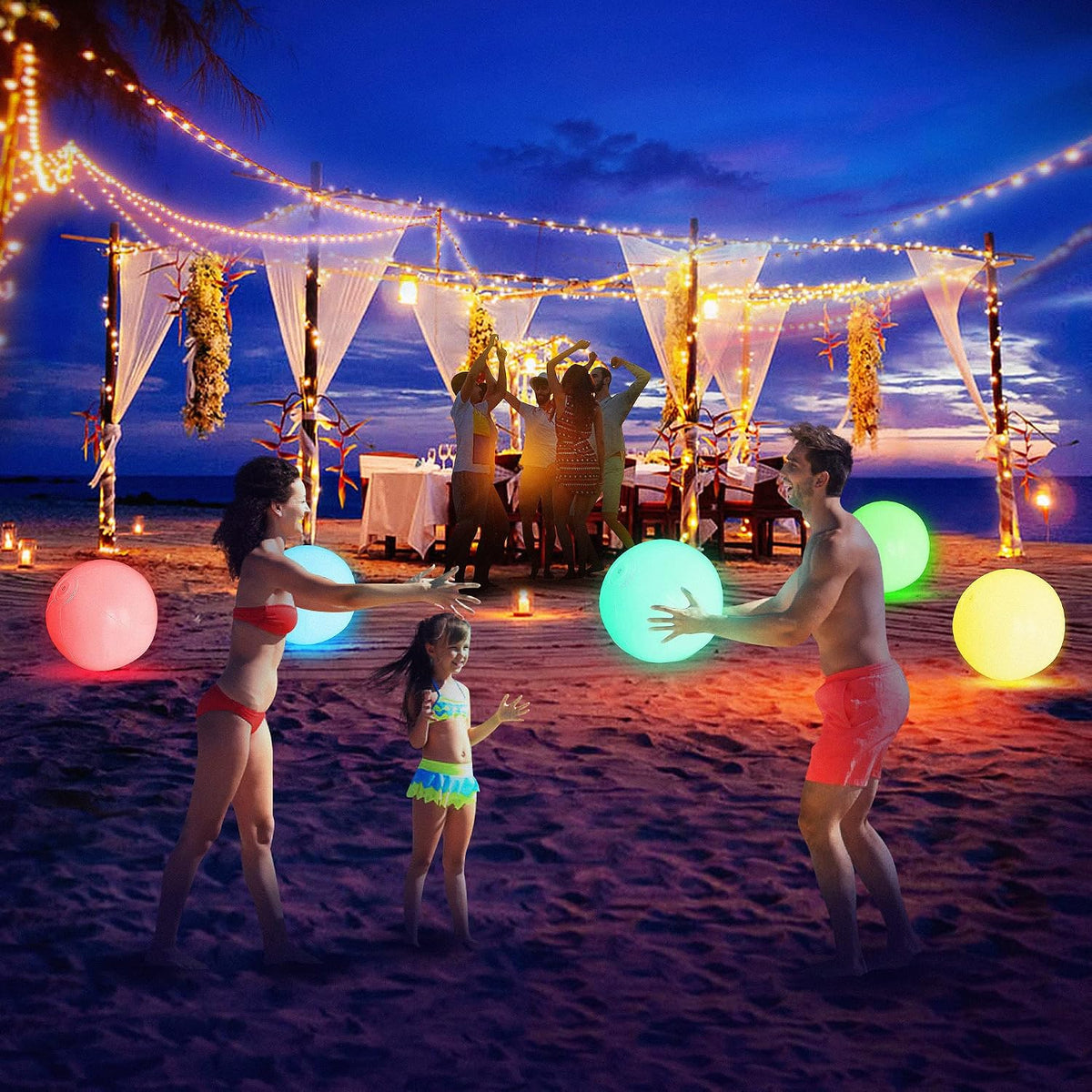 FLAMDYNO 12-Inch Light Up Pool Toys, LED Beach Balls for Kids 3+ – Fun for Kids & Family - 4-balls set - image 3