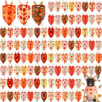 Chunful 100 Pcs Fall Dog Bandanas Bulk Maple Leaf Print Autumn Pet - Pumpkin / 25.6 x 17.7 x 17.7"