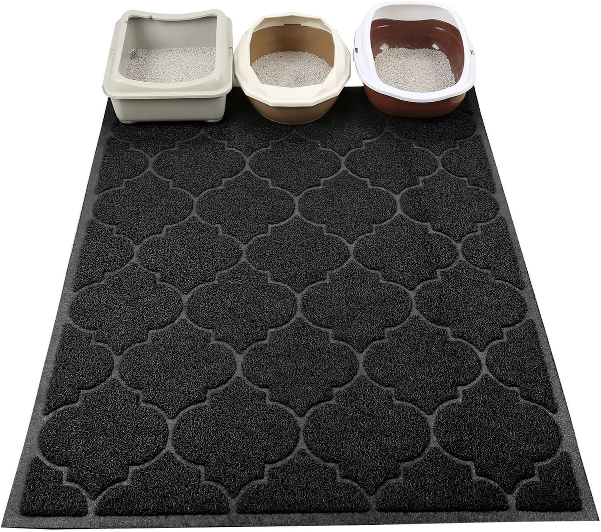 LittleTiger Cat Litter Mat, XL Super Size, Phthalate Free - Black - image 2