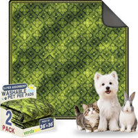 Washable Pee Pads for Dogs, Reusable Puppy Potty Training Pads - Green/Multi / 36" ×36"(pack of 2)
