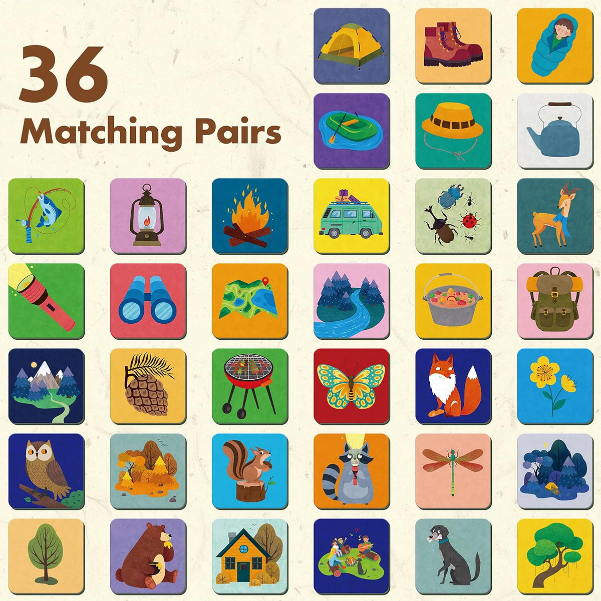 Hebayy 72 PCS Memory Matching Game - Camping Theme - image 2