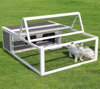 Rabbit Cage Outdoor Indoor - 49.0"L x 36.0"W x 14.0"H / Grey&White Trim-1