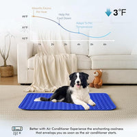 MICROCOSMOS Summer Cooling Mat & Sleeping Pad- Water Absorption Top, Materials Safe, Easy Carry, EZ Clean. Keep Cooling for Pets, Kids and Adults.(Dark Blue, 36" x36")