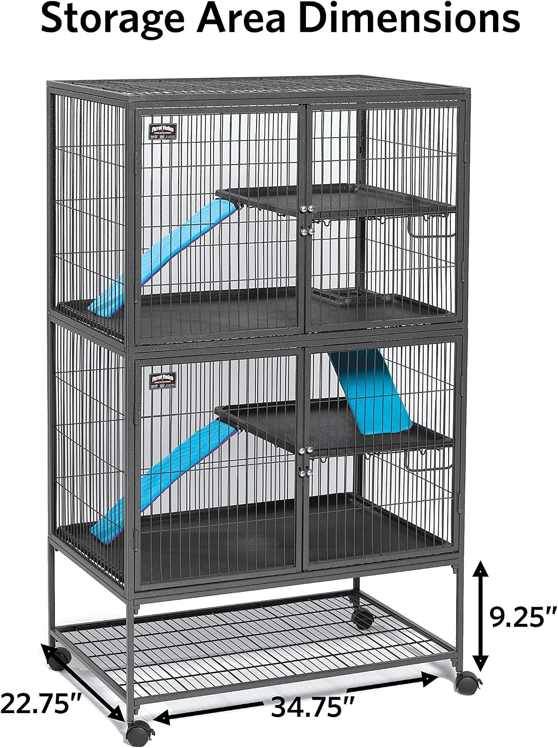 Critter Nation by MidWest Double Unit Small Animal Cage – Essentials for Small Pets - Black: 1 Inch Wire Spacing: Ferret Nation / Double Story - image 3