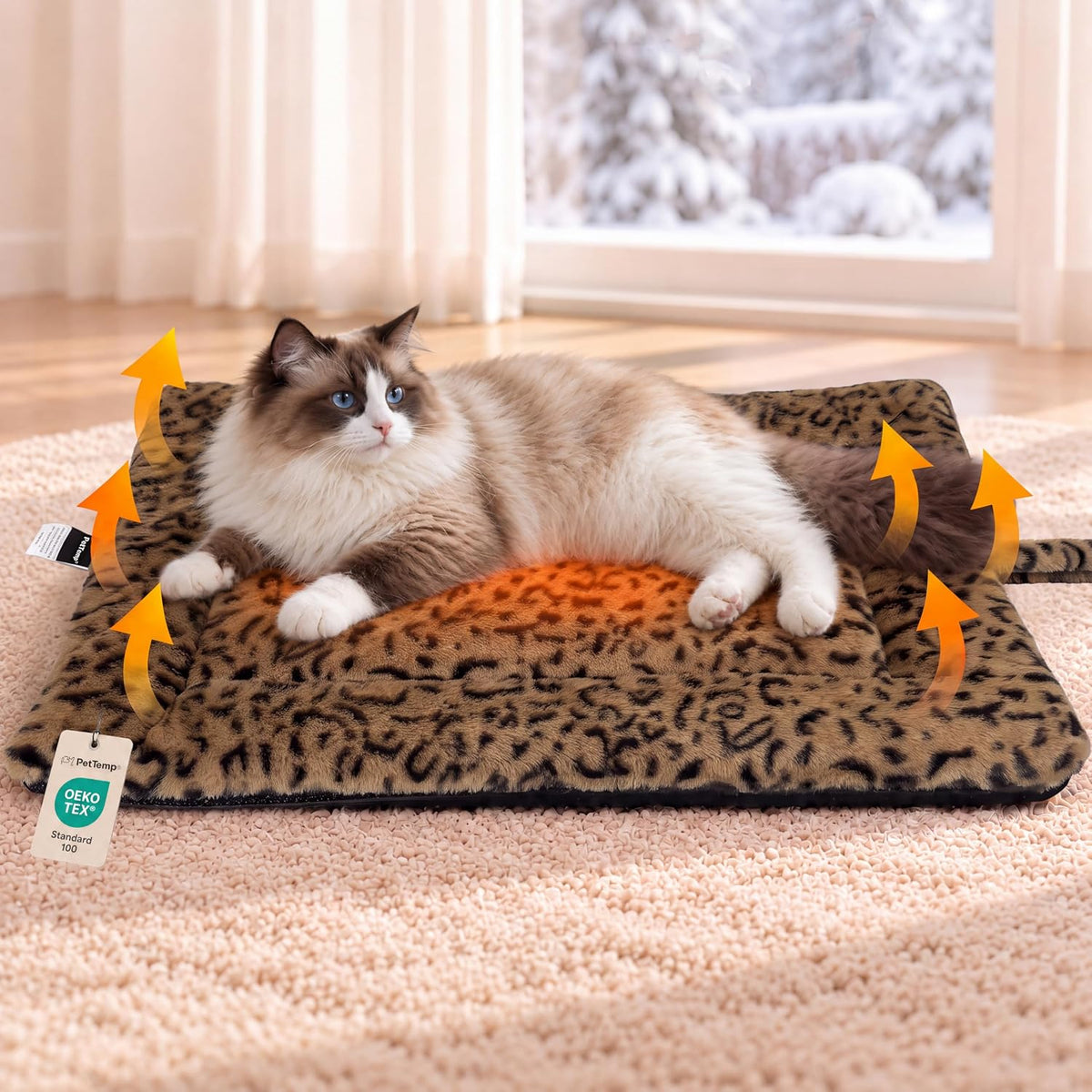 Self Warming Cat Pad for Cats and Dogs - 22 x 18 inch / Brown/Black - image 2