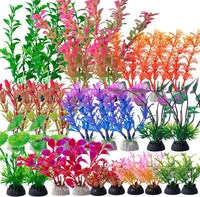 COMSUN 10 Pack Artificial Aquarium Plants - Red / 25