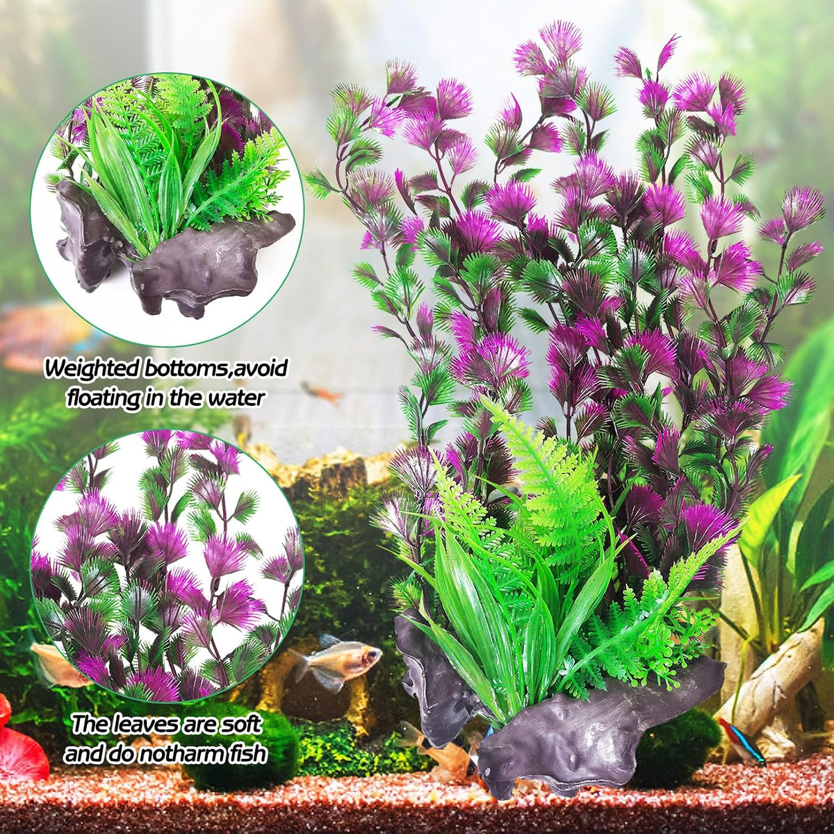 Aquarium Plastic Plants Extra Large Aquarium Plant 20.4-inch Tall - B*2 Pcs / 15.7 in - image 4
