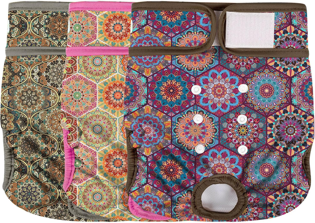 wegreeco Washable Reusable Premium Female Dog Diapers - Large / Boho Style