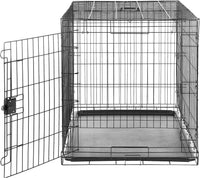 Amazon Basics Portable, Foldable Metal Wire Small Dog Crate with Removable Tray, Divider Panel - 42.0"L x 28.0"W x 30.0"H / Single Door w/ Divider - image 3