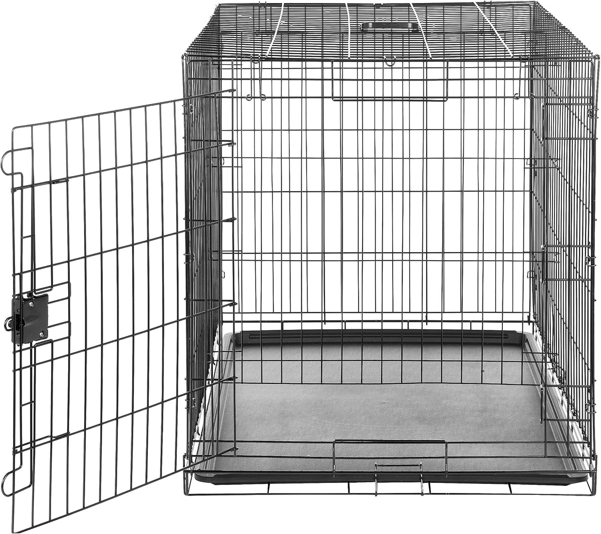 Amazon Basics Portable, Foldable Metal Wire Small Dog Crate with Removable Tray, Divider Panel - 42.0"L x 28.0"W x 30.0"H / Single Door w/ Divider - image 3