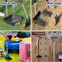 Dog Pooper Scooper for Large Dogs, 3 Pack Adjustable Long Handle Metal Tray, Rake and Spade Poop Scoop with Bin for Pet Waste Removal, No Bending Clean Up for Medium and Large Dogs