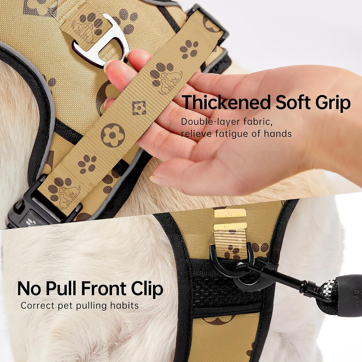 NESTROAD Dog Harness for Medium Sized Dog - Light Brown / Small - image 3