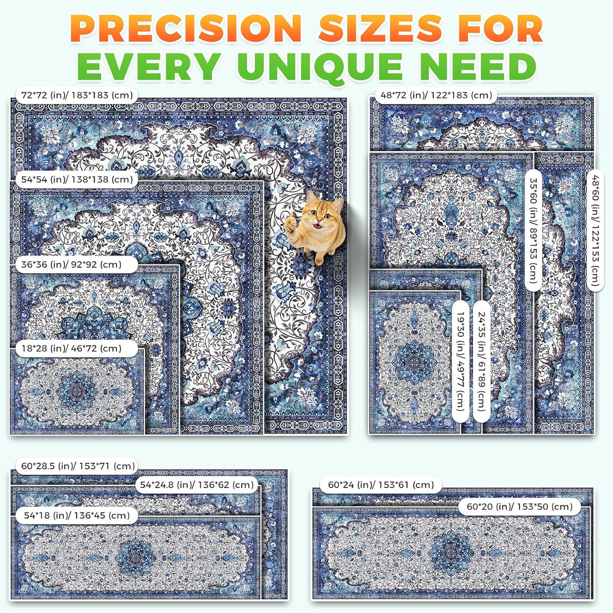 Hompet Cat Litter Mat 2 Pack - 24x60 Inch (Pack of 2) / Blue Mandala - image 4