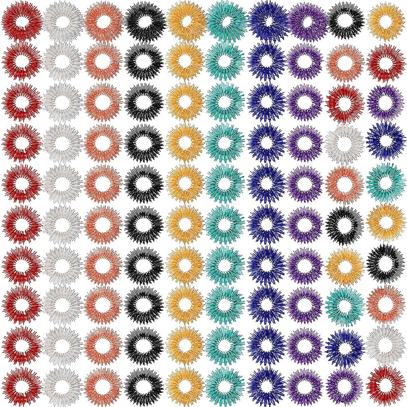 Tondiamo 100 Pack Spiky Sensory Acupressure Finger Rings - Classic Colors