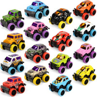 Neureyte 16-pack die-cast mini monster trucks with pull-back action