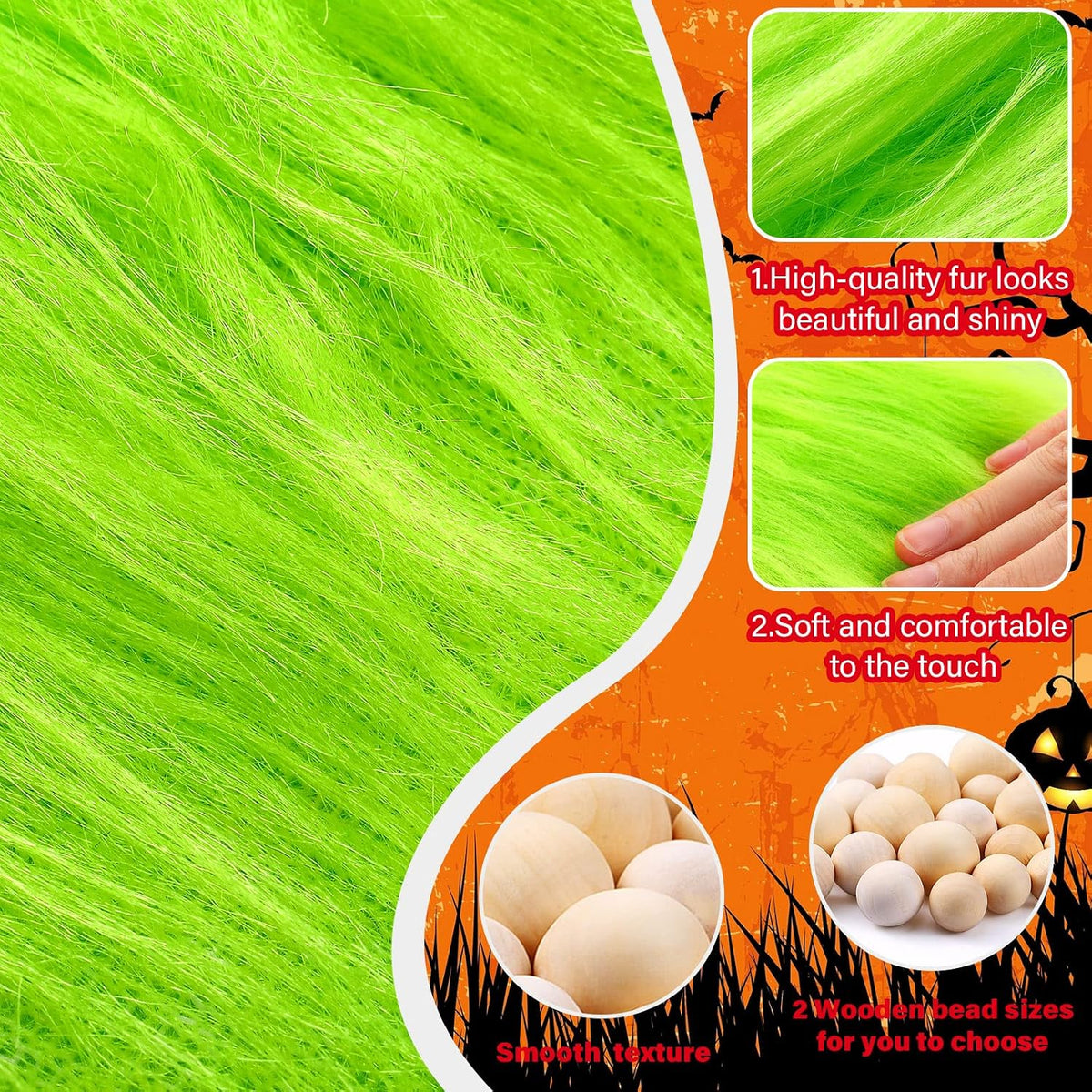 Tudomro 45 Pcs Halloween Gnome Beards for Crafting DIY Gnome Beard - Orange, Green, Purple, Gray / 45 - image 3