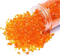 TWINKLING High Luster Crushed Glass Glitter, Broken Glass, Fire Glass Gems Chips for Fire Pit, DIY Resin Art, Epoxy Crafts, Geode Painting, Aquarium Decoration, 6-9mm(370g/13oz.) (Orange Red)