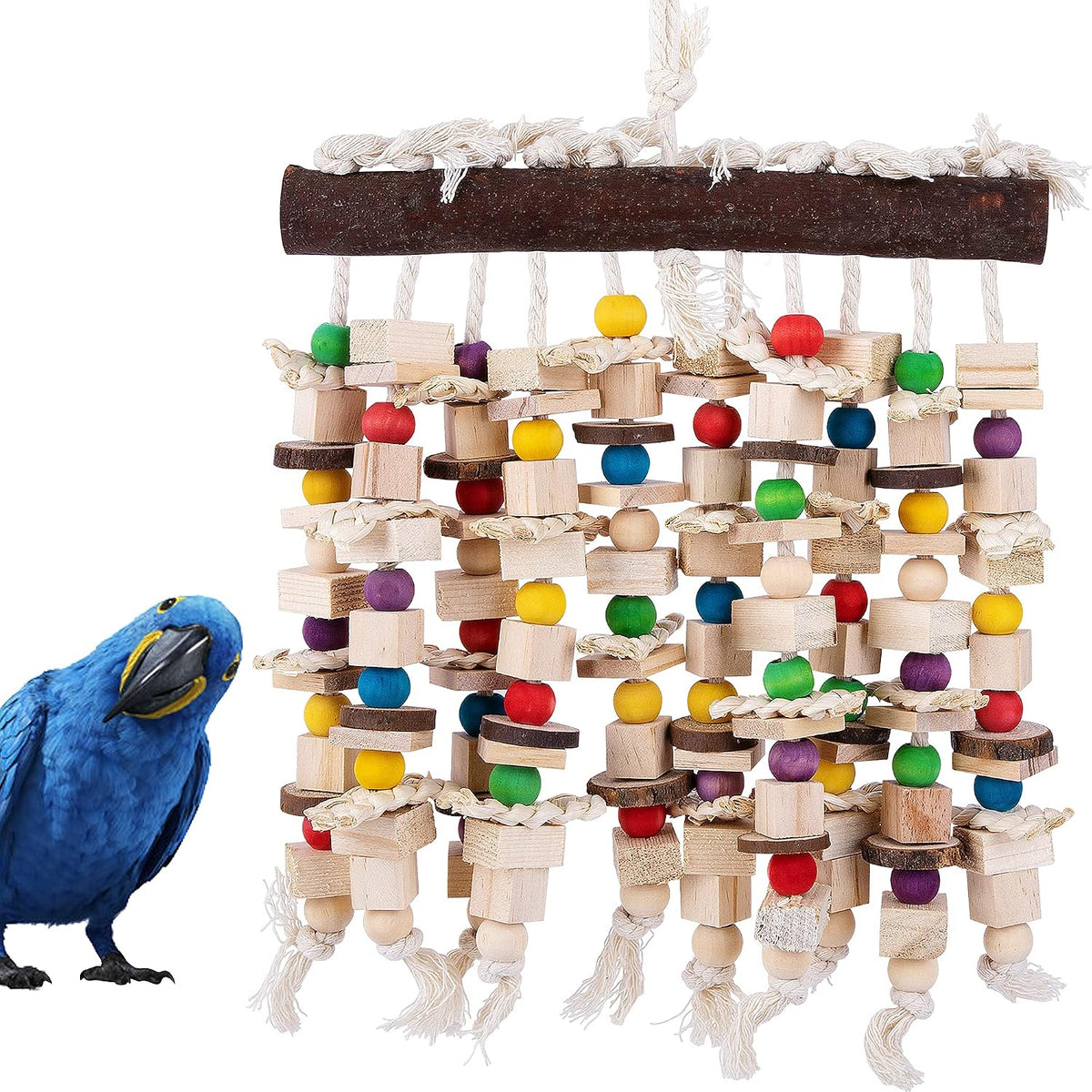 15.7"X9.8" Large Bird Parrot Chewing Toy-Natural Wooden Parrot - Natural