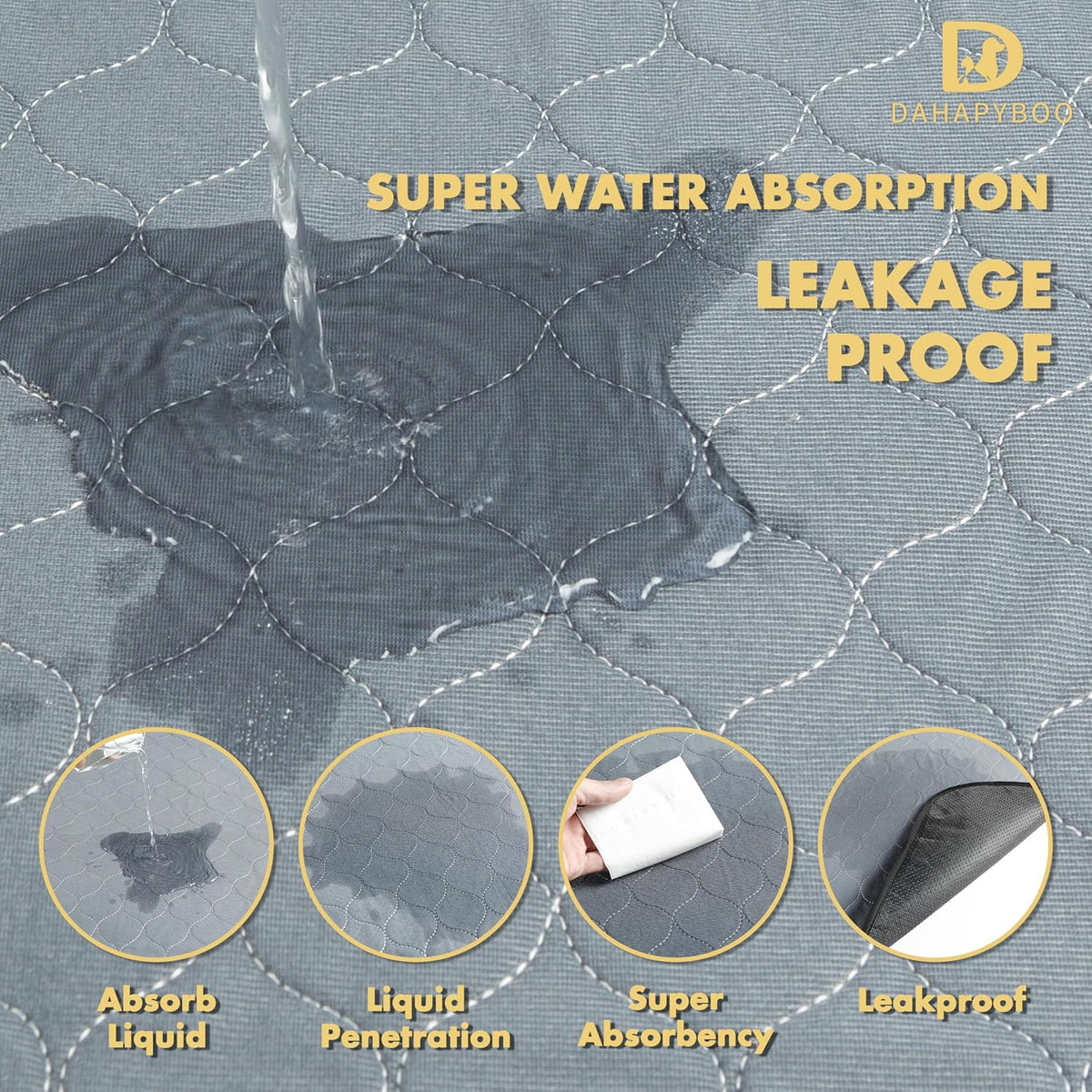 DAHAPYBOO Washable Pee Pads for Dogs 18x24 - 36X72-4P / 4 - image 2