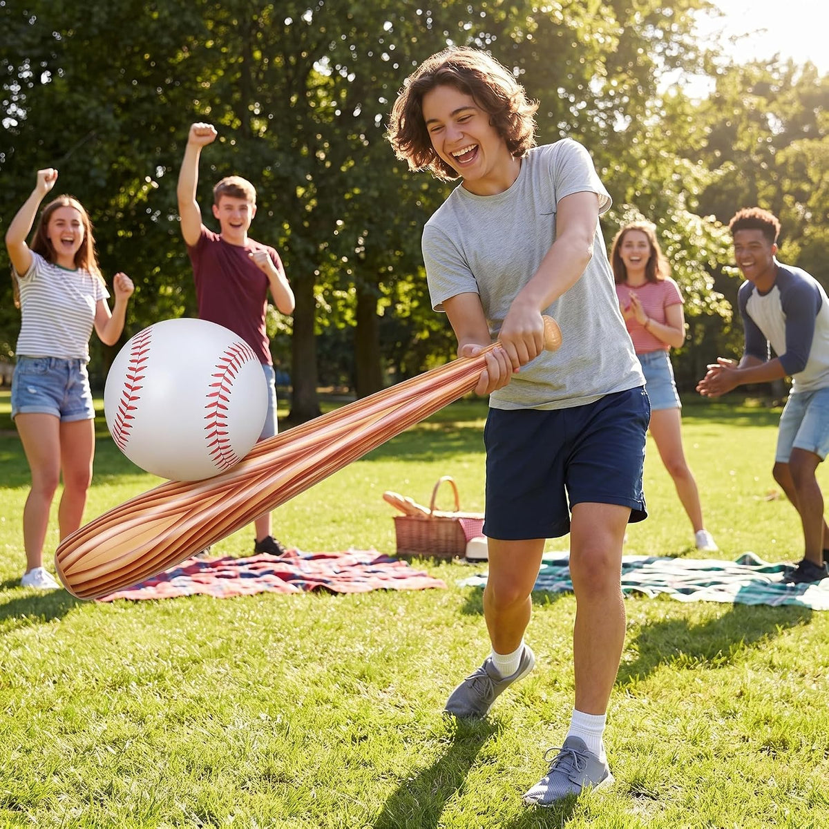 Sotiff inflatable baseball bats, 6-pack of 29.5 inch blow up bats in Wood color - view 7