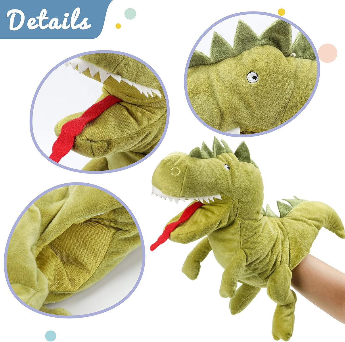 Hopearl white plush unicorn hand puppet with open movable mouth, 12 inches - view 18