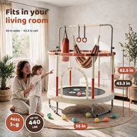 Happin 55’’ Trampoline for kids Safety Enclosure - Beige & Orange / Adventure - image 2