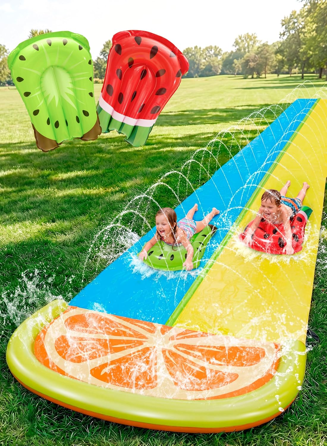 Sloosh Water Slides with 2 Inflatable Boards, Orange