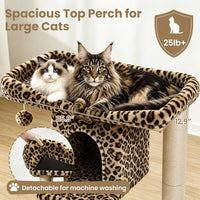 Cat Tree Tower Scratching Post for Indoor Large Adult Cats with Perch - Leopard Print / 28 Inches - image 2