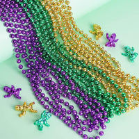 ZZYFGH 12 PCS Bead Necklace, 33'' Mardi Gras Beaded Necklaces – Fun for Kids & Family - Purple Gold Green - image 4
