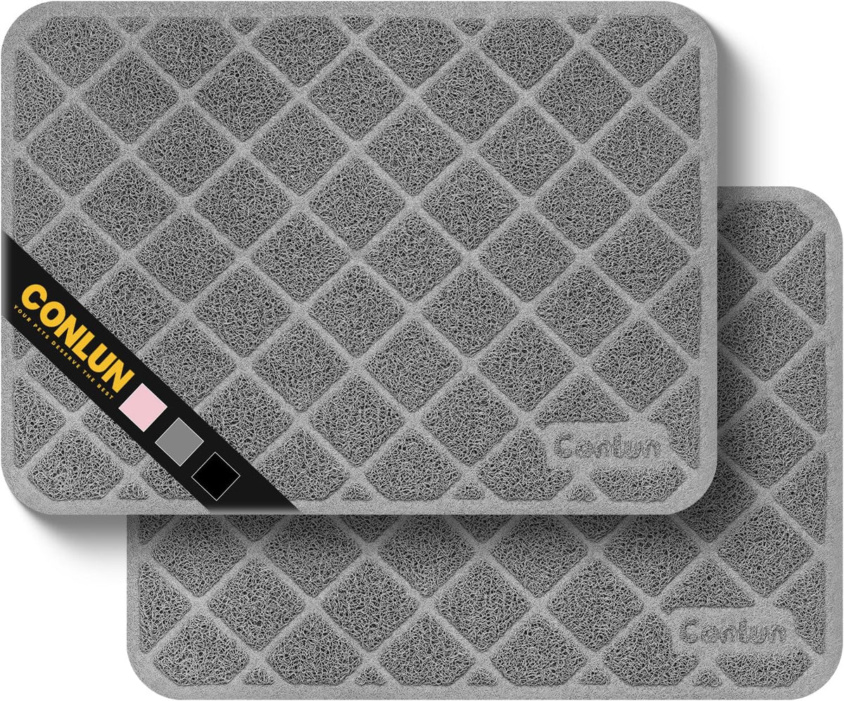 Conlun Cat Litter Mat Litter Trapping Mat - Grey / Small (24" x 17") x 2pack