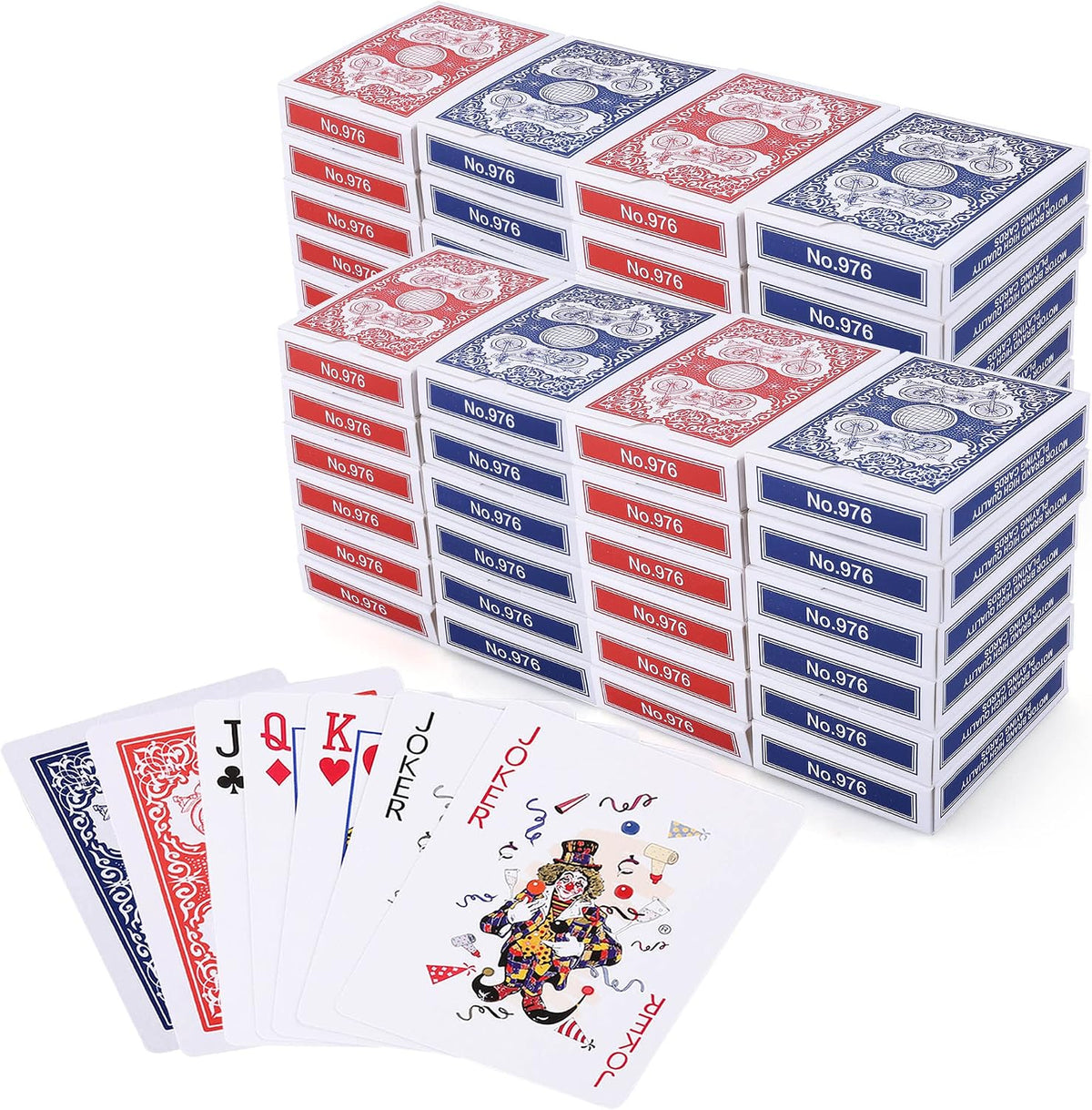 LotFancy Playing Cards, Decks of Cards Bulk, Poker Size - 72 Blue and 72 Red