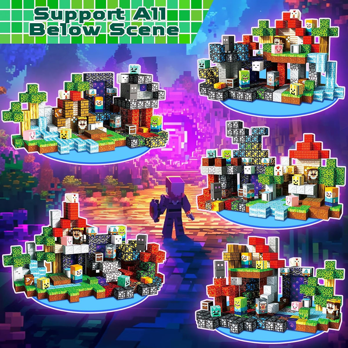 GraceDuck 300 PCS Magnetic Blocks, Magnetic Building Blocks - Fantasy Nether Portal - image 3