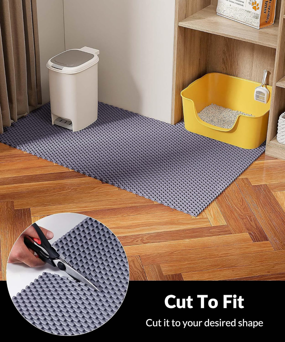 Cat Litter Mat, Cut to Fit Any Place - Grey / 47x35 Inch - image 2