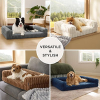 Bedsure Orthopedic Dog Bed for Medium Dogs, Waterproof Memory Foam Medium Pet Beds with Sides, Non-Slip Bottom and Egg-Crate Foam Dog Couch Sofa with Washable Removable Corduroy Cover, Blue