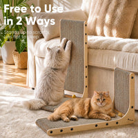 FUKUMARU Cat Scratcher, 26.8 Inch L Shaped Cat Scratch Pad for Indoor Cats – Essentials for Cats - 2 Pack 25 in Wood Color - image 4