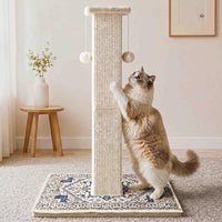 Tall Cat Scratching Post for Indoor Cats Adults with Carpet - White / Medium