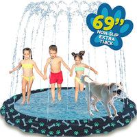 SplashEZ 3-in-1 Splash Pad - Paws & Bones | 69 Inch