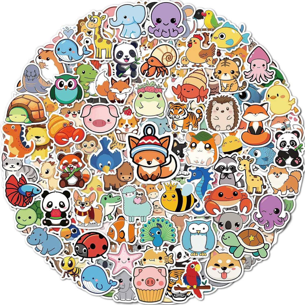 100 Pcs Animal Stickers for Kids, Cute Water Bottle Stickers - 200 Pcs