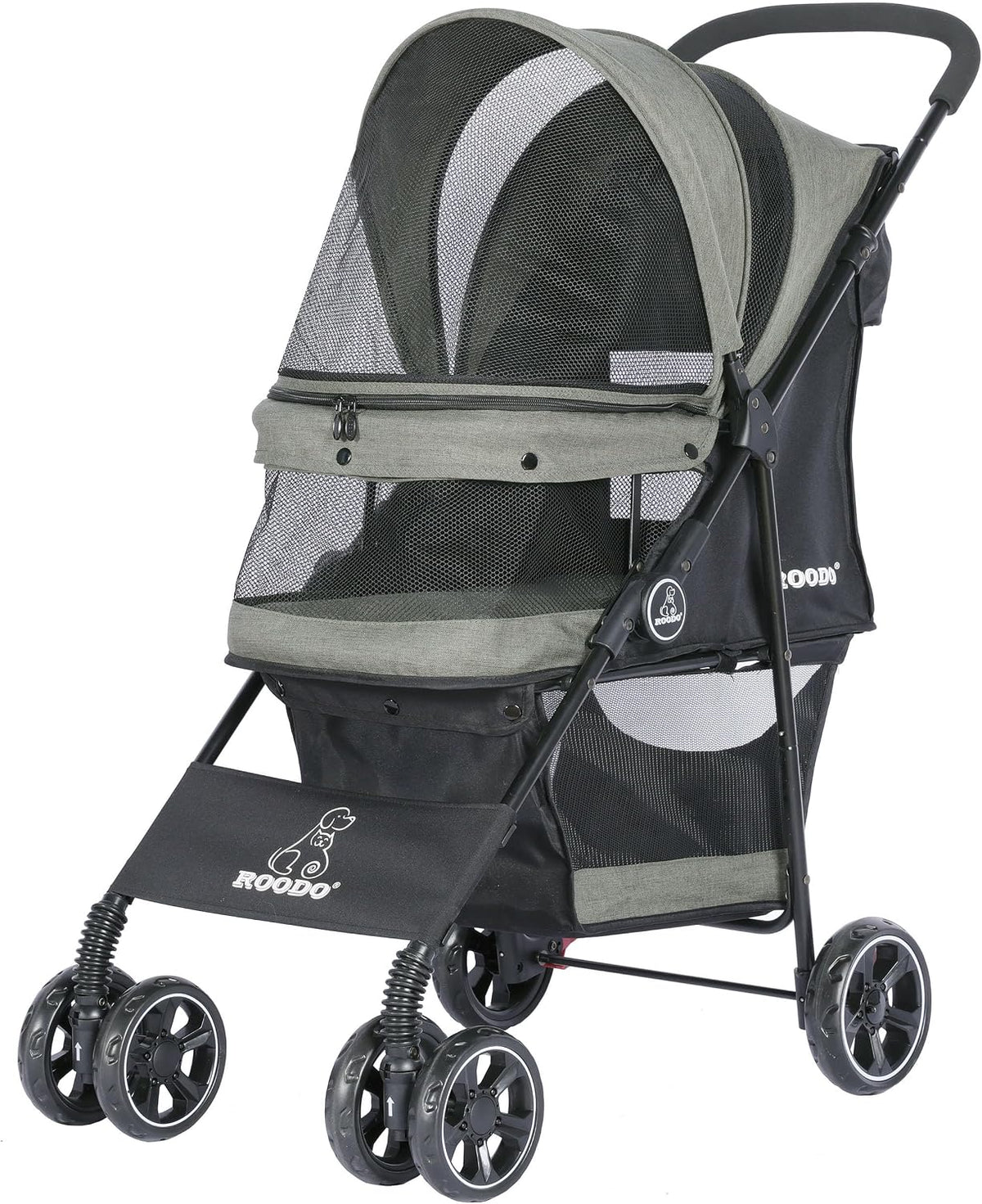 ROODO 4 Wheel Dog Cat Pet Stroller Best Lightweight Foldable Compact - sage green