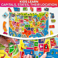 US Map Puzzles for Kids Ages 4-6 - Realistic Wood Maps x3 - image 2