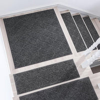 COSY HOMEER Edging Stair Treads Non-Slip Corner Indoor Stair Runners for Wooden Steps,Landing Slip Resistant Stair Rugs Mat for Kids and Dogs,100% Polyester TPE Backing,Black,30x30 inch
