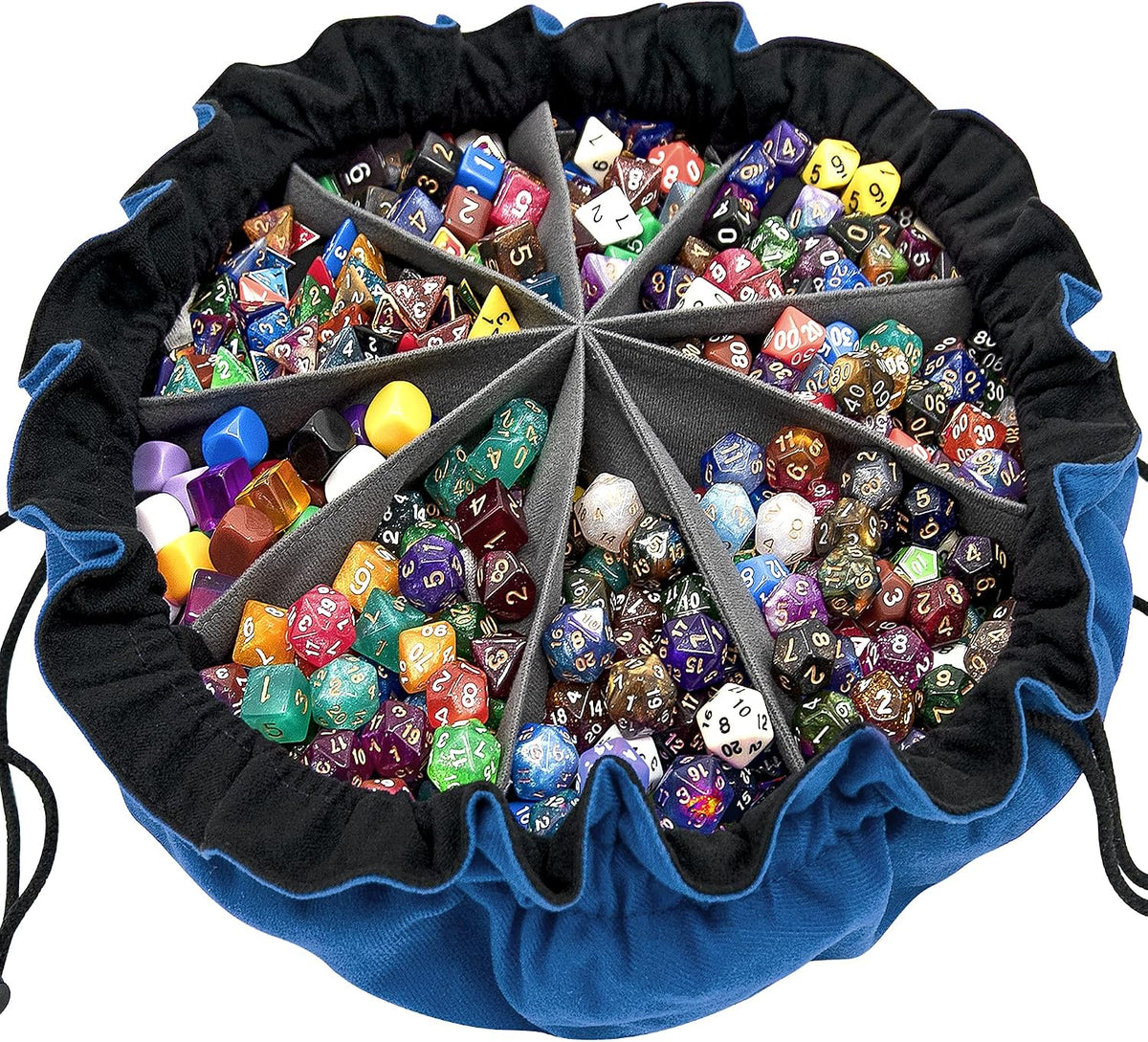 SIQUK Large Dice Bag with Pockets Big Capacity Dice Bag Drawstring - Dark Blue